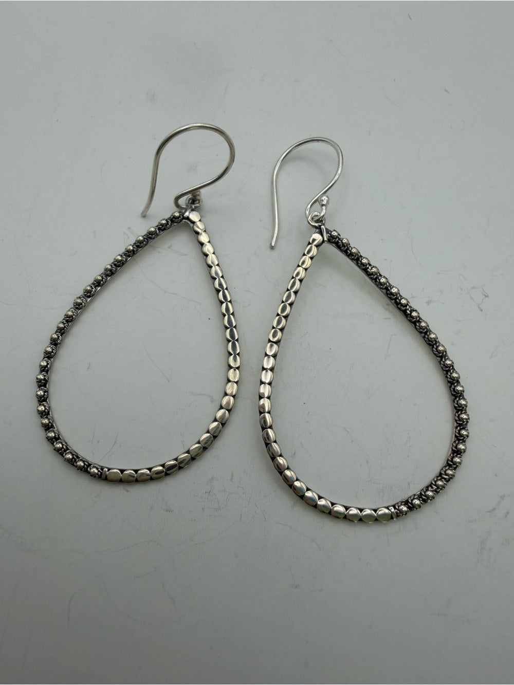 Sterling Silver Large Open Teardrop Hook Earrings