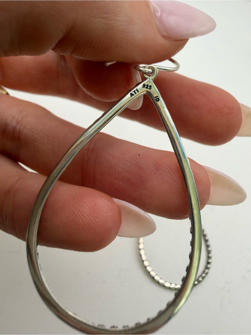 Sterling Silver Large Open Teardrop Hook Earrings