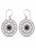 Amethyst Lace Circle Drop Earrings