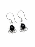 Black Onyx Sterling Silver Swirl Hook Earrings