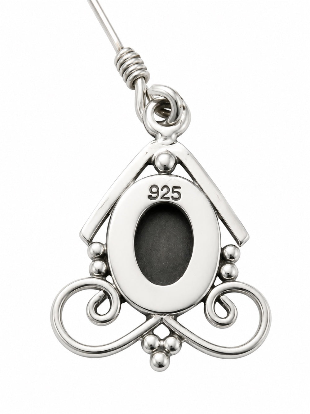 Black Onyx Sterling Silver Swirl Hook Earrings