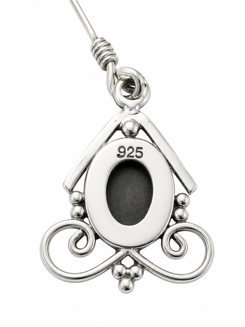 Black Onyx Sterling Silver Swirl Hook Earrings
