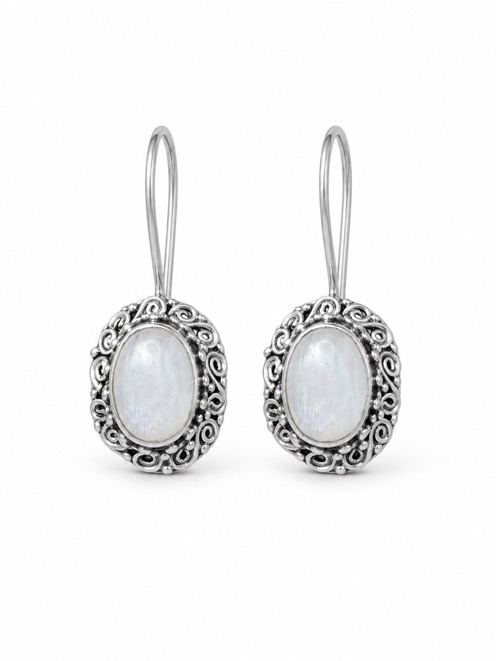 Moonstone Oval Hook Earrings