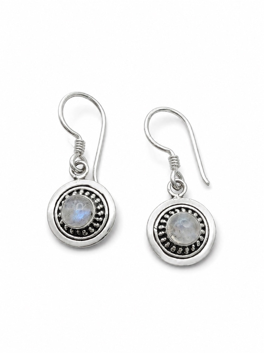 Moonstone Bubble Circle Hook Earrings