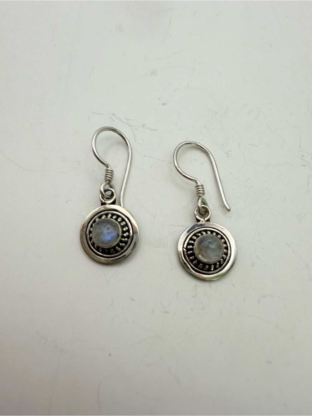 Moonstone Bubble Circle Hook Earrings