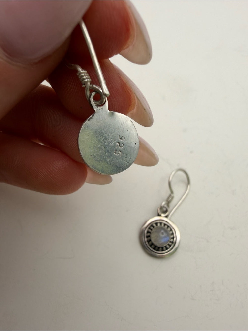 Moonstone Bubble Circle Hook Earrings