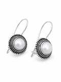 Pearl Sun Circle Hook Earrings