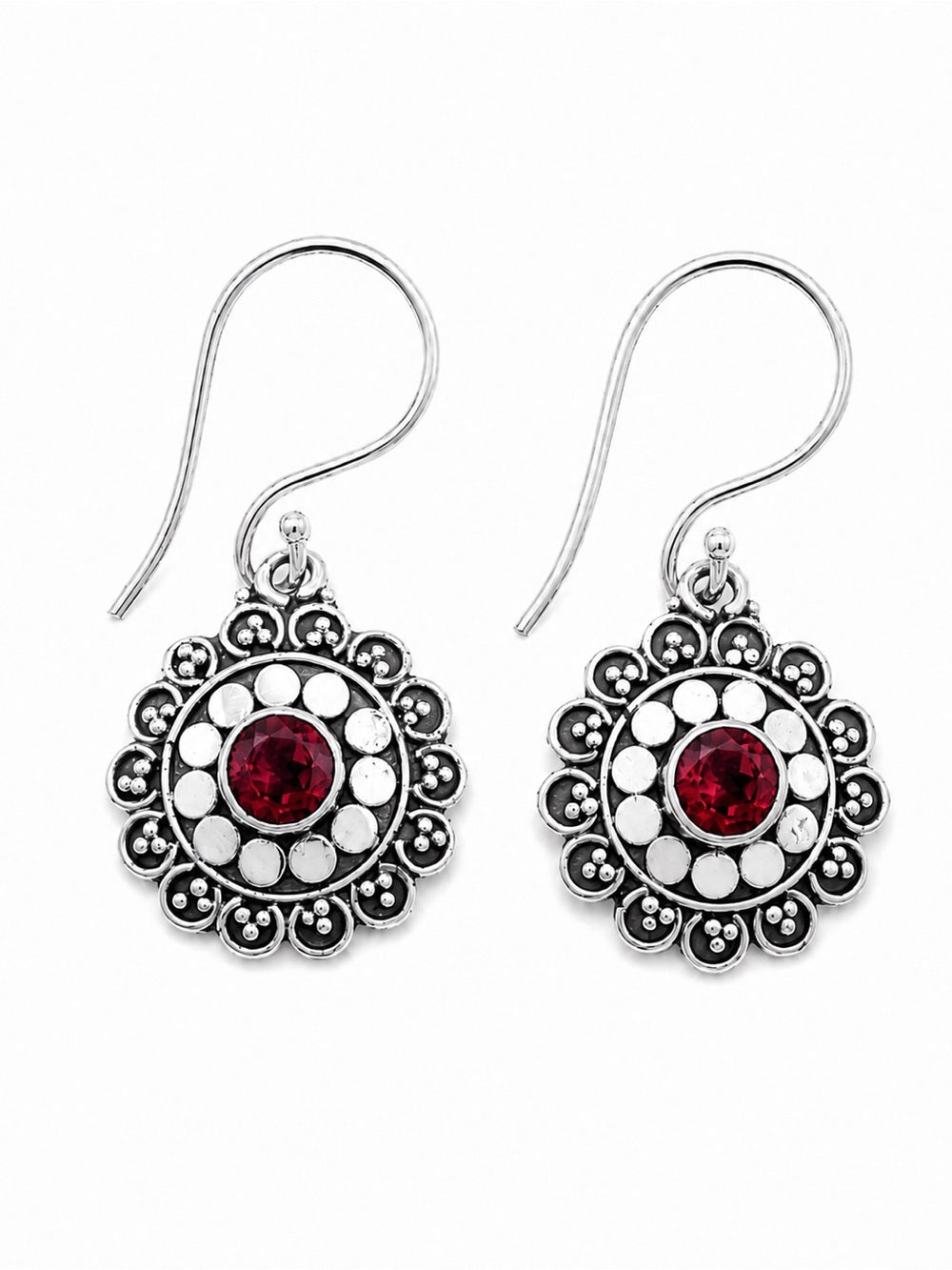 Pink Tourmaline Circle Drop Earrings