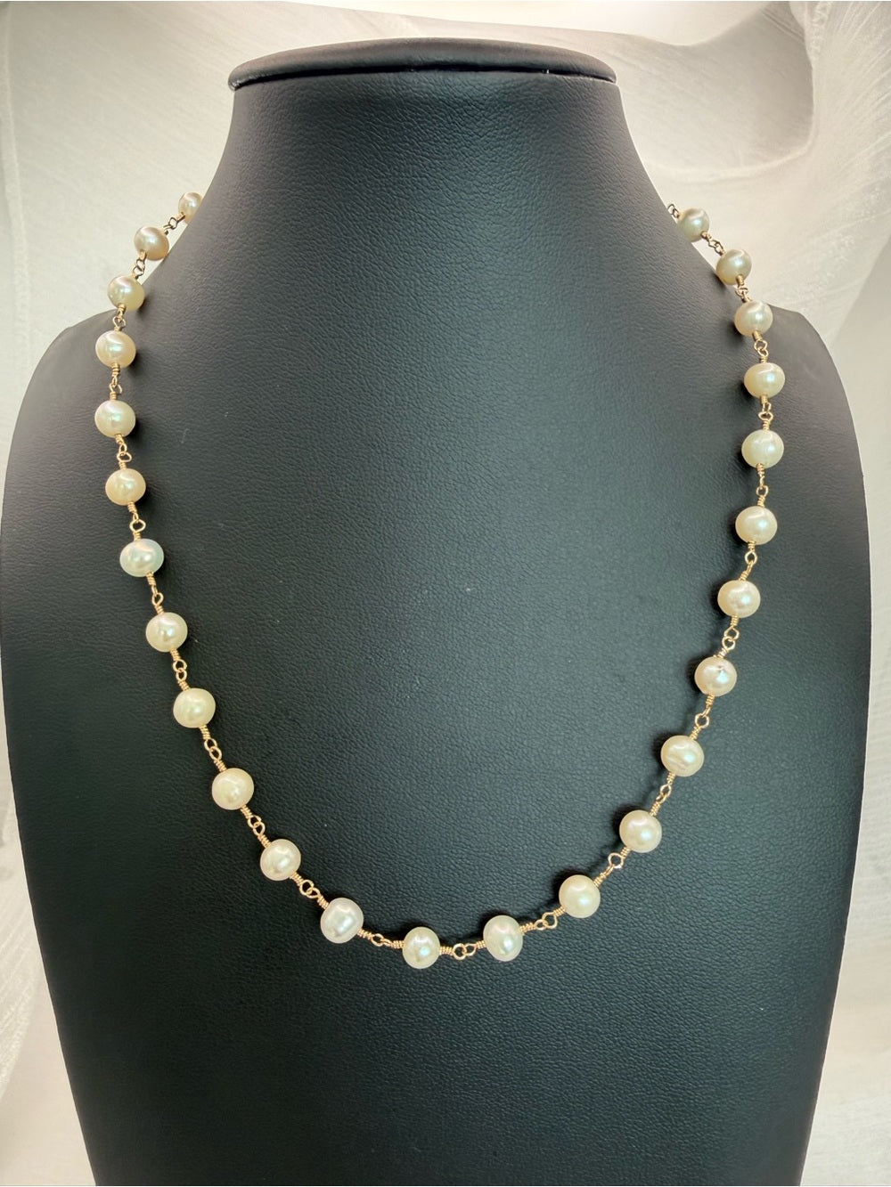 Large Pearl Gold Filled Necklace