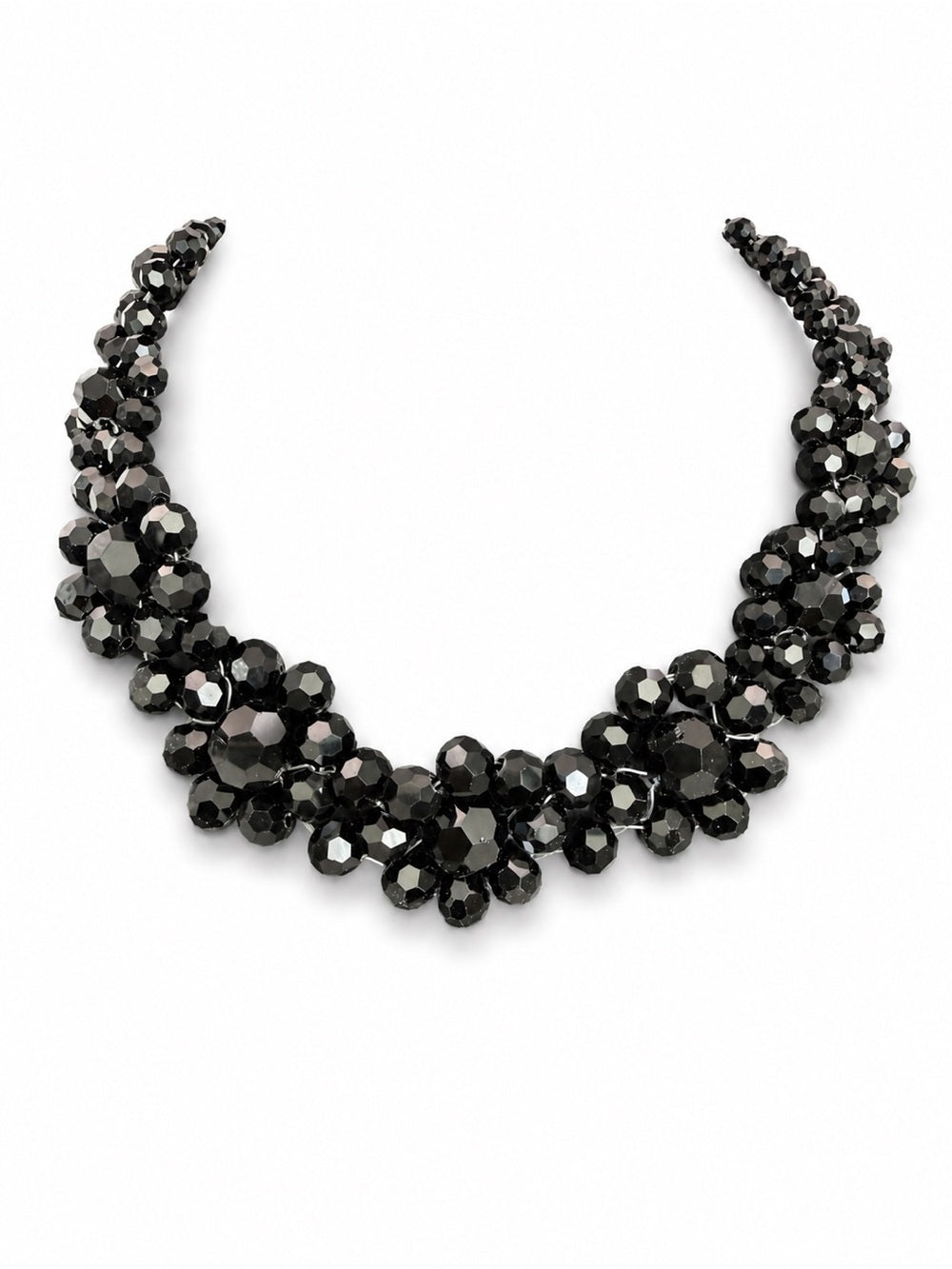Magnetic Black Flower Statement Necklace