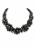 Magnetic Black Flower Statement Necklace