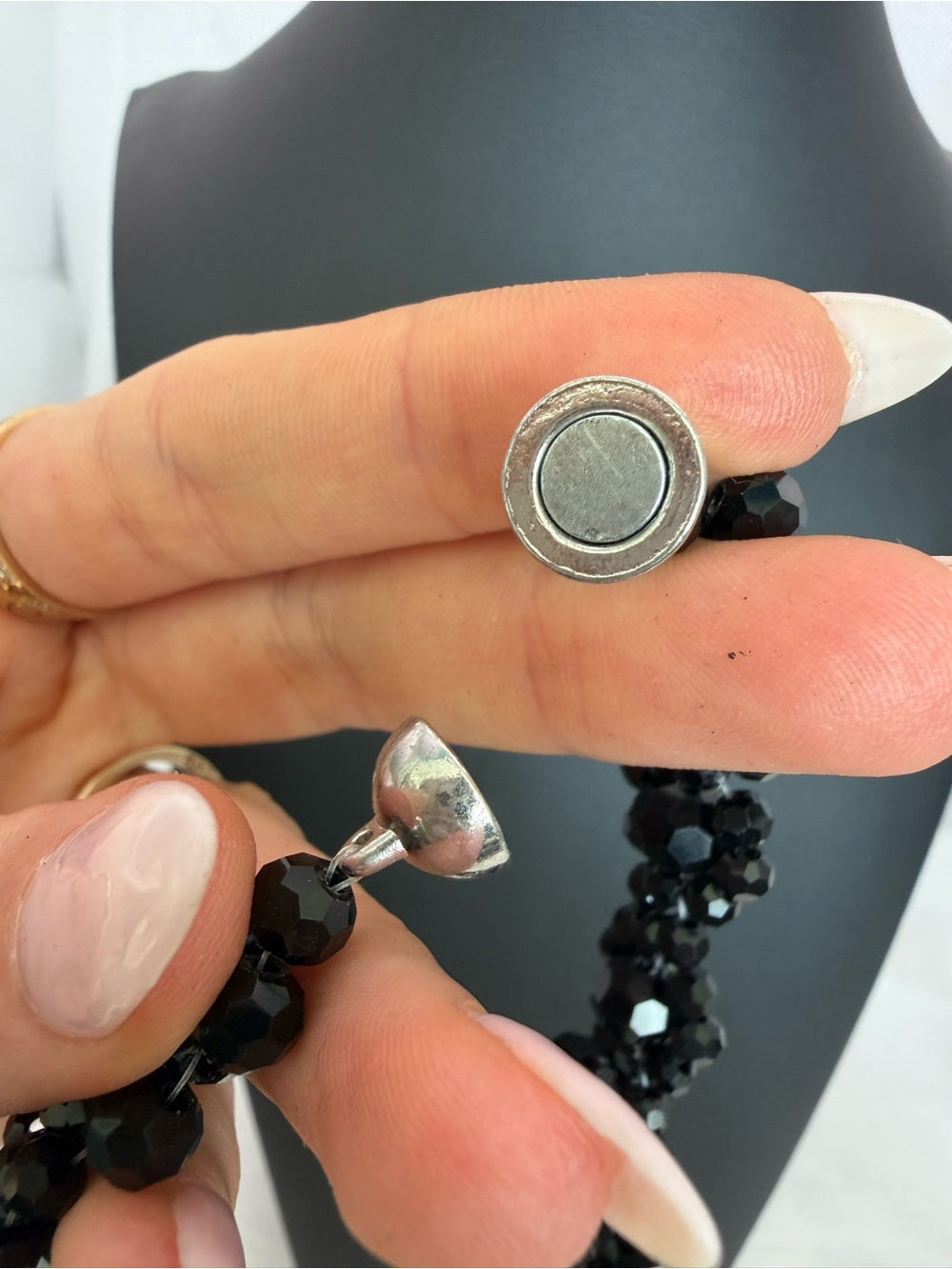 Magnetic Black Flower Statement Necklace