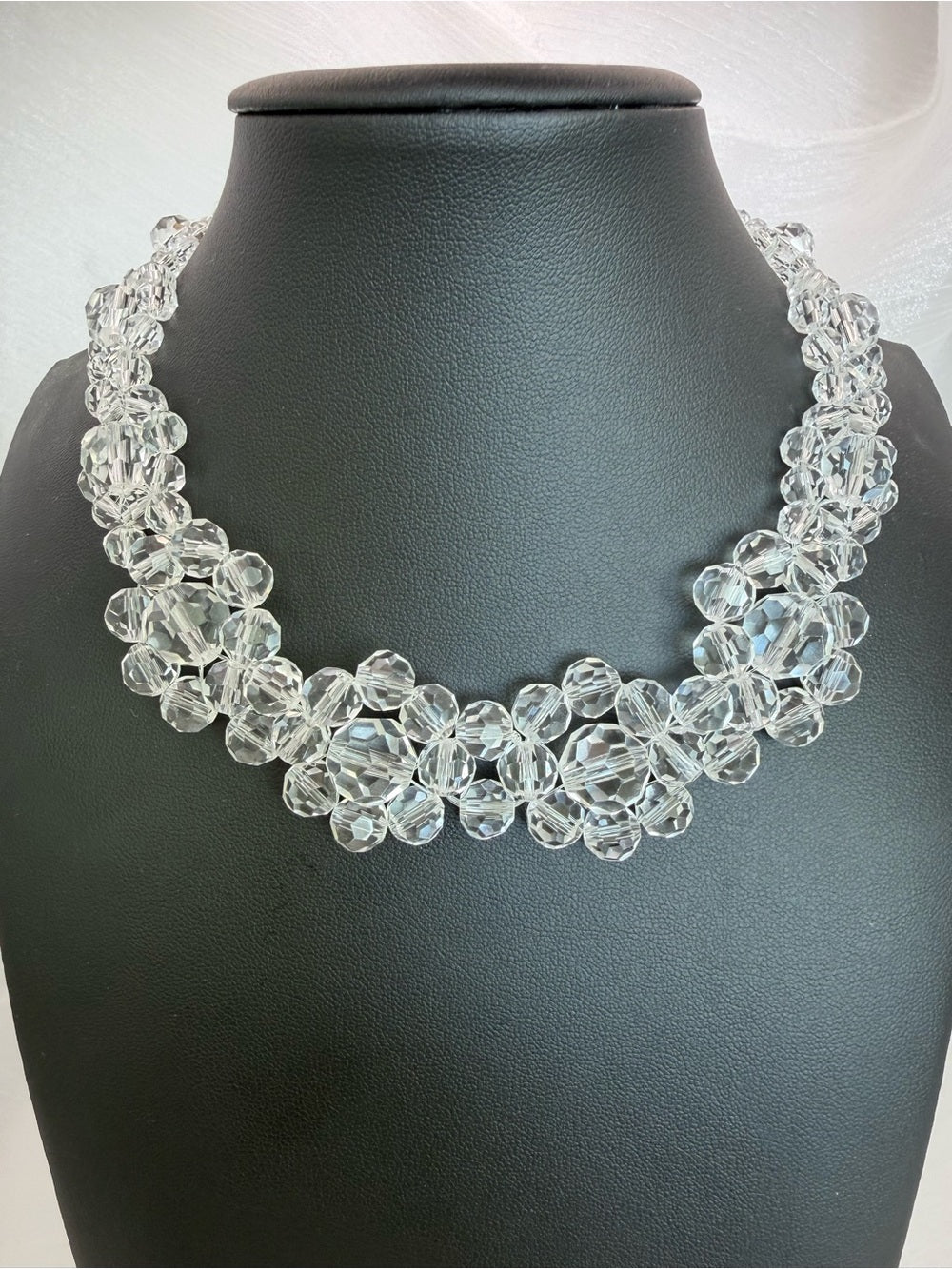 Magnetic Clear Flower Statement Necklace