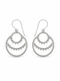 Sterling Silver Three Layer Hook Earrings