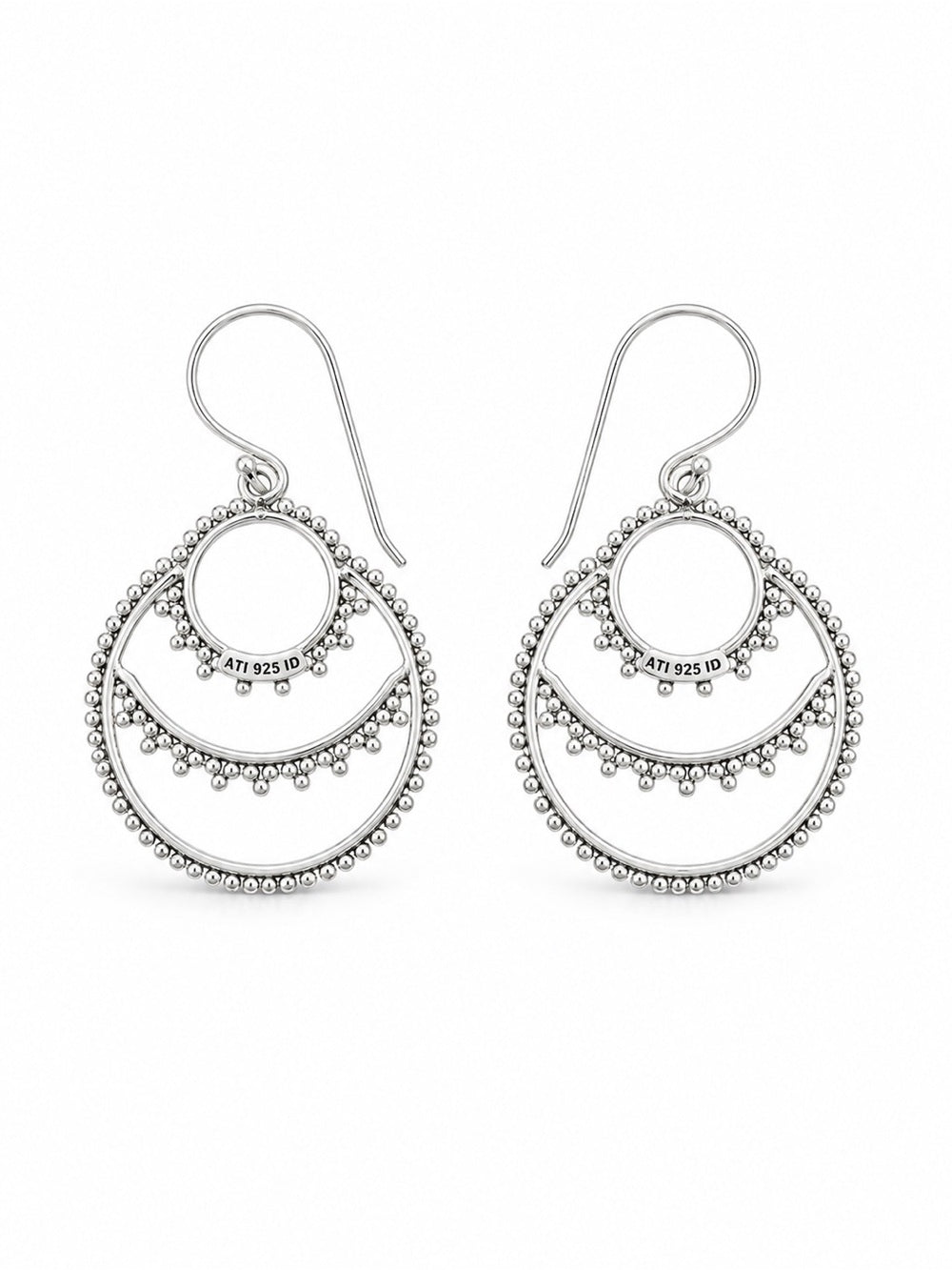 Sterling Silver Three Layer Hook Earrings