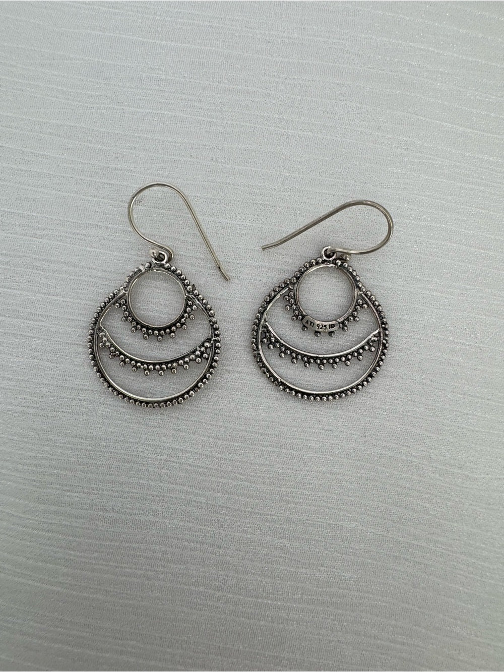 Sterling Silver Three Layer Hook Earrings
