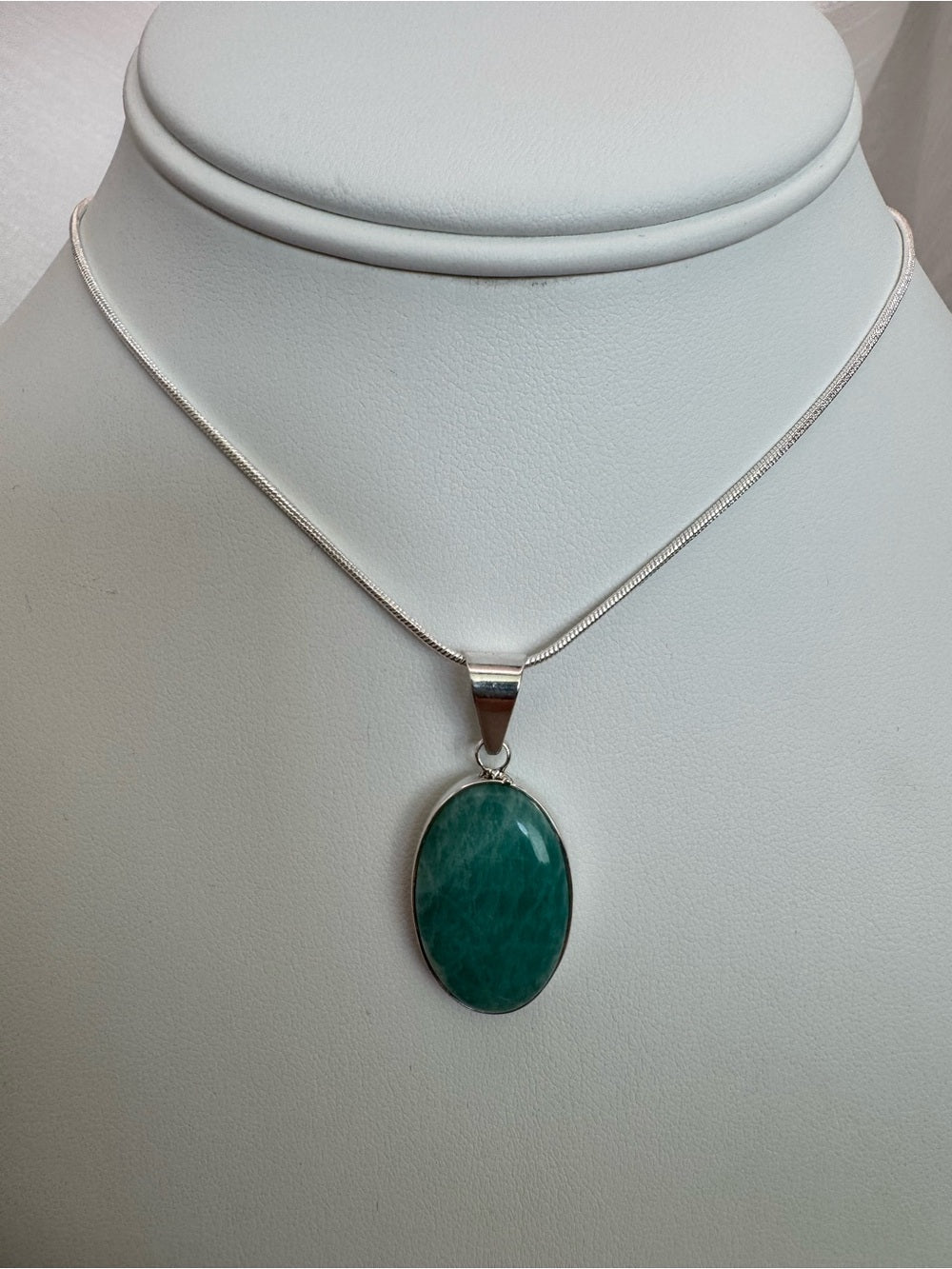 Amazonite Oval Sterling Silver Pendant