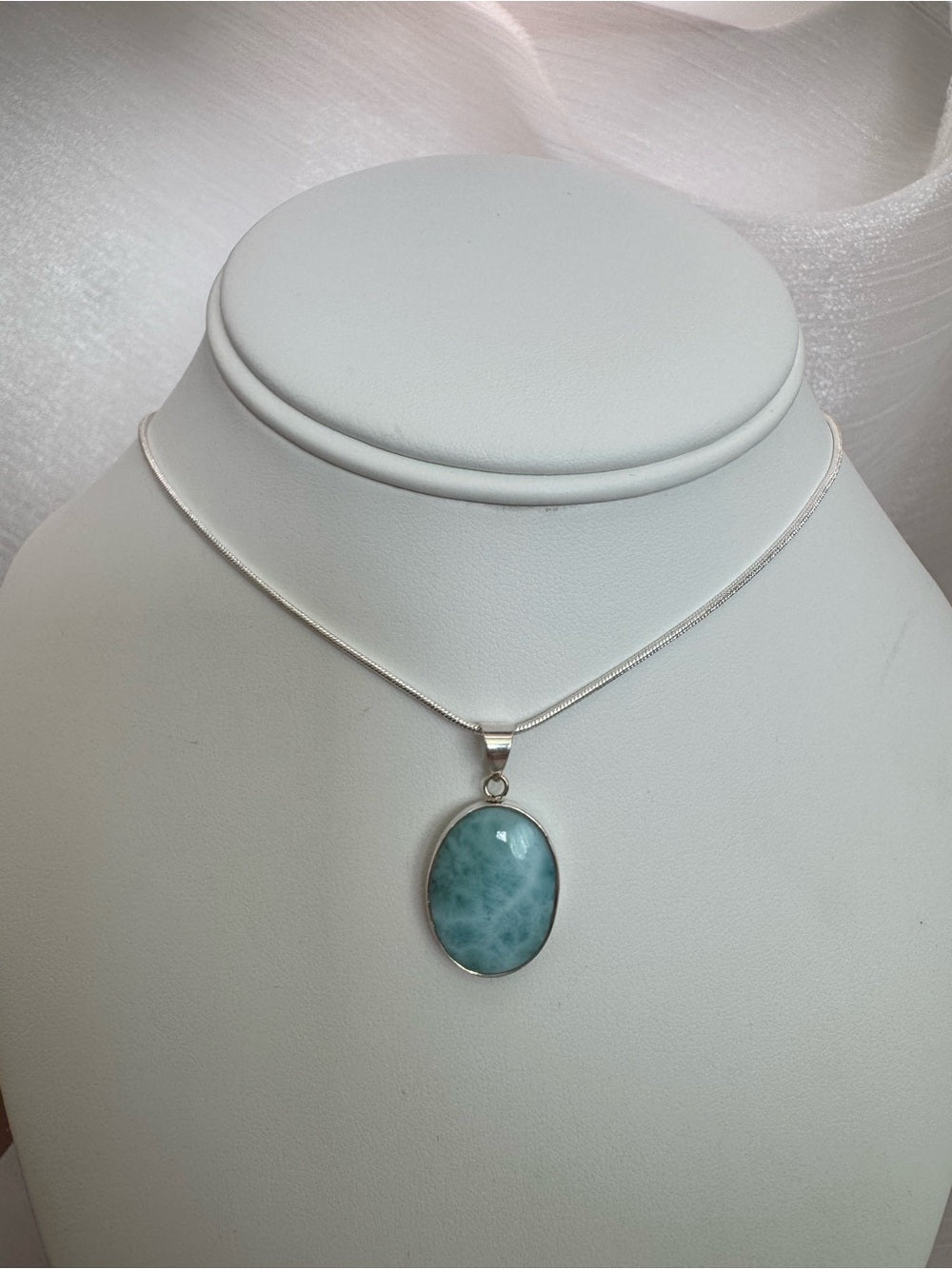 Larimar Oval Sterling Silver Pendant