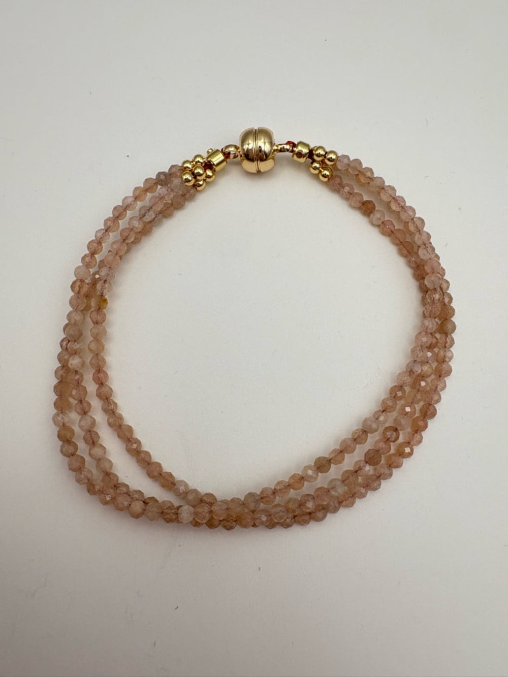 Sunstone & Peach Moonstone Gemstone Magnetic Bracelet