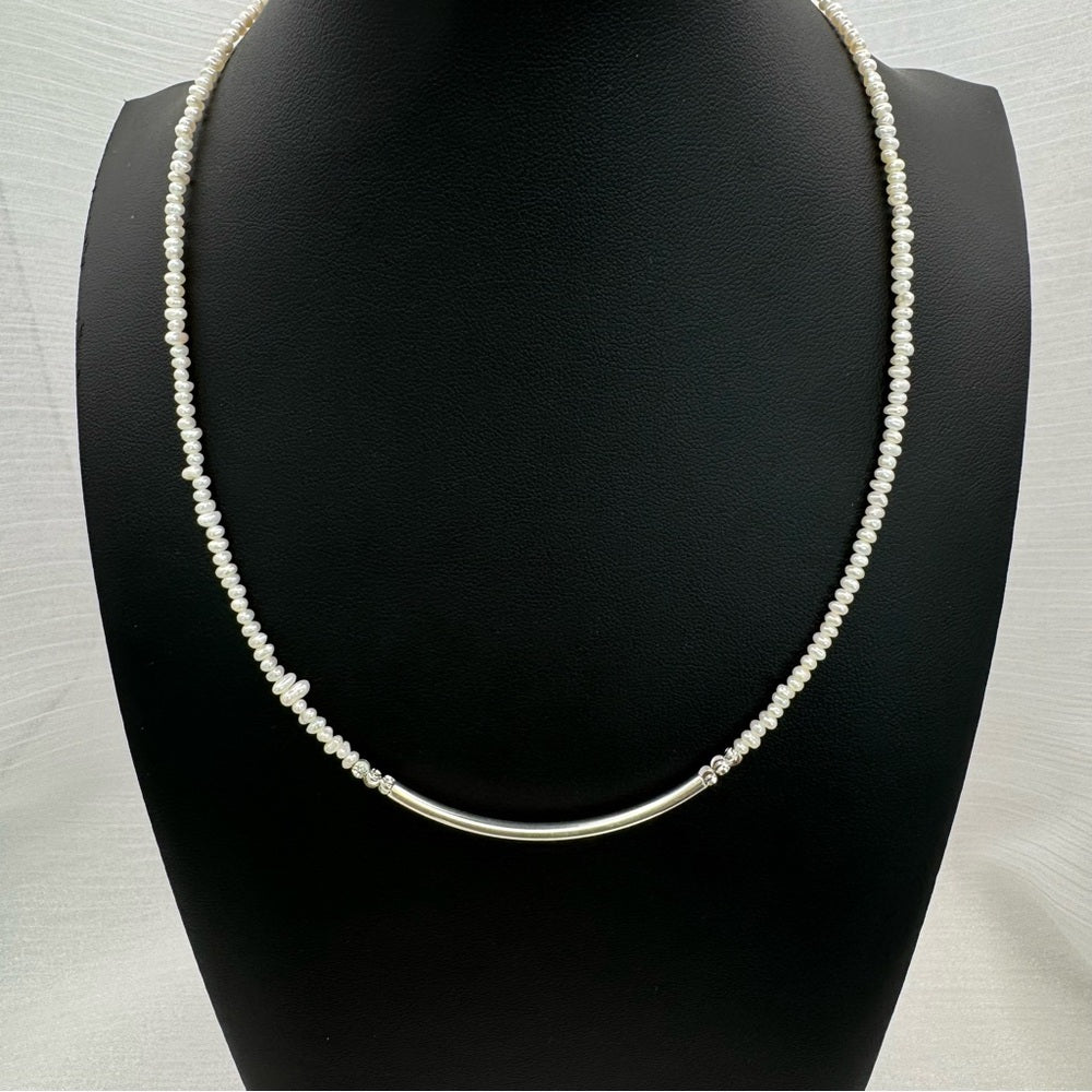 Silver Arc Freshwater Pearl Necklace