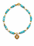 Turquoise and Freshwater Pearl Heart Bracelet