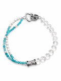 Clear Quartz, Freshwater Pearl, and Amazonite Heart Bracelet