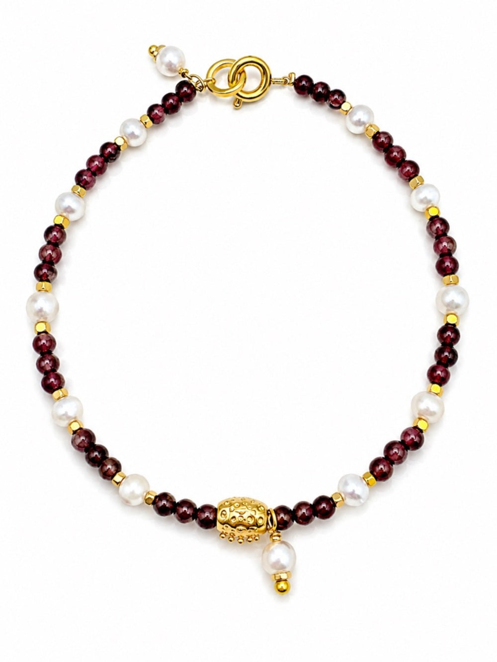 Garnet and Freshwater Pearl Bracelet