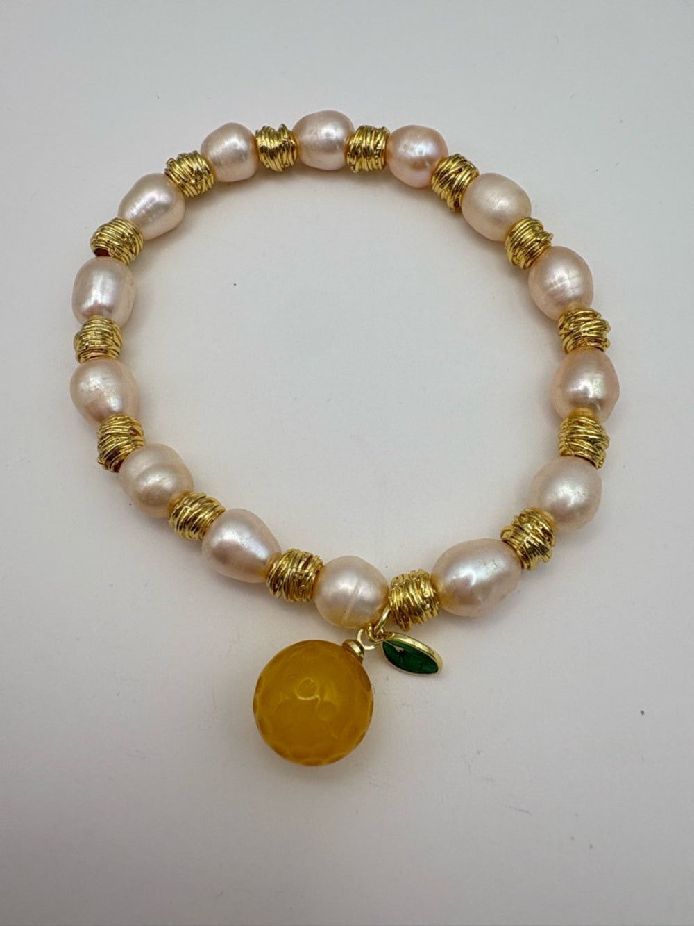 Freshwater Pearl Lemon Stretchy Bracelet