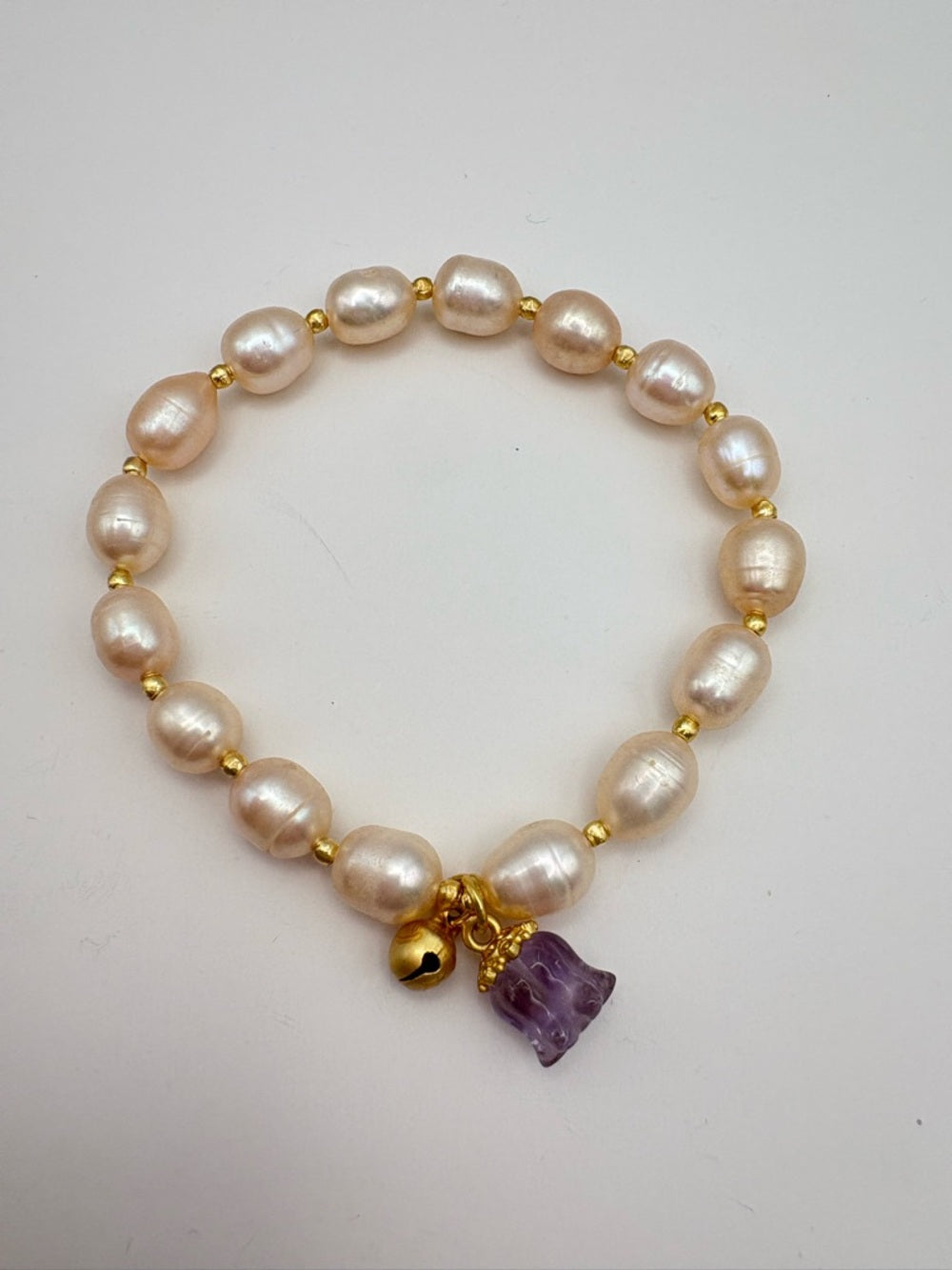 Freshwater Pearl Flower Bell Stretchy Bracelet