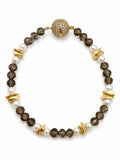 Smokey Quartz and Freshwater Pearl Magnetic Bracelet