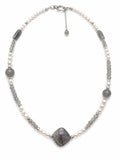 Labradorite and Freshwater Pearl Gemstone Necklace (3a)