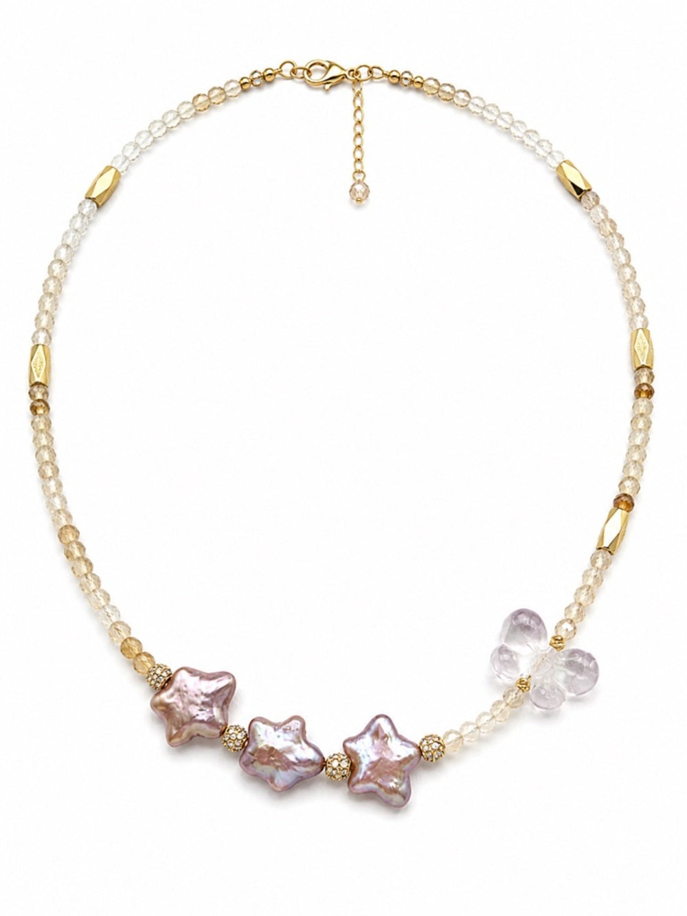 Freshwater Pearl Star and Citrine Necklace (5a)