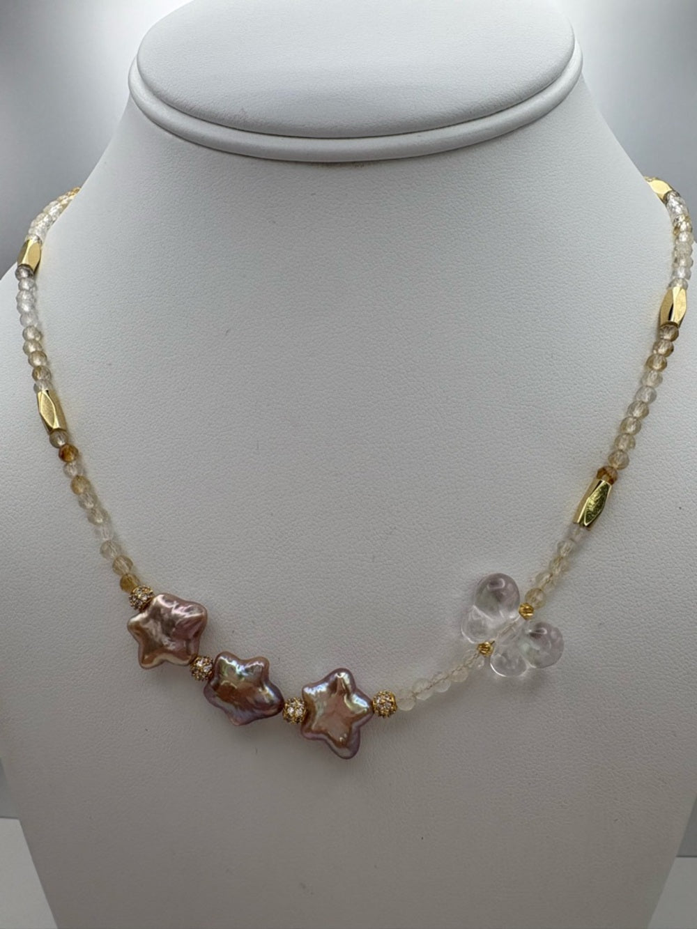 Freshwater Pearl Star and Citrine Necklace (5a)