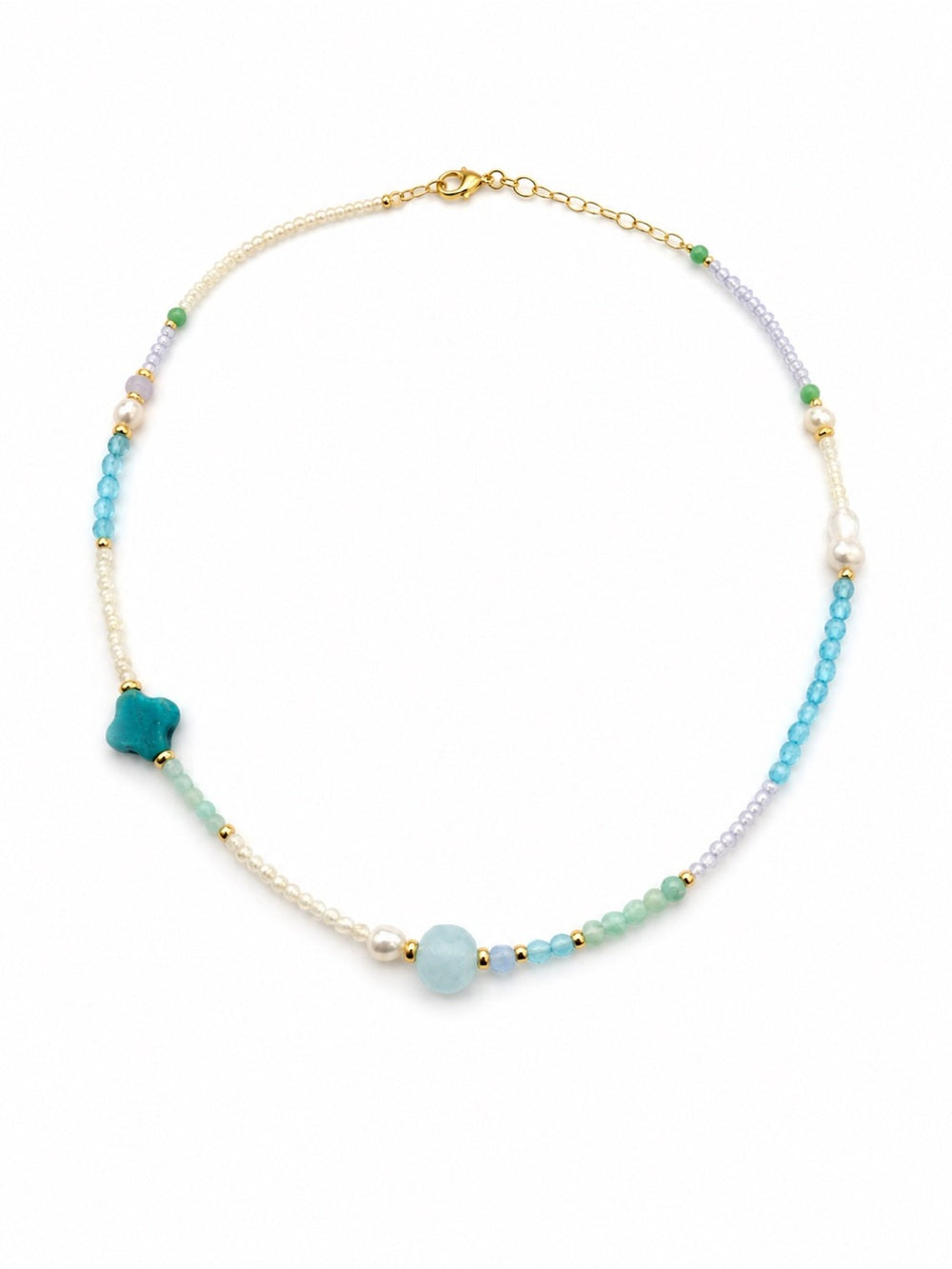 Aquamarine And Freshwater Pearl Necklace Style #14A