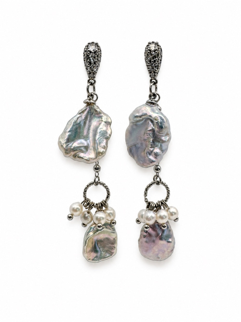 Double Freshwater Pearl Dangle Earrings