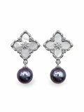 Midnight Clover Pearl Earrings