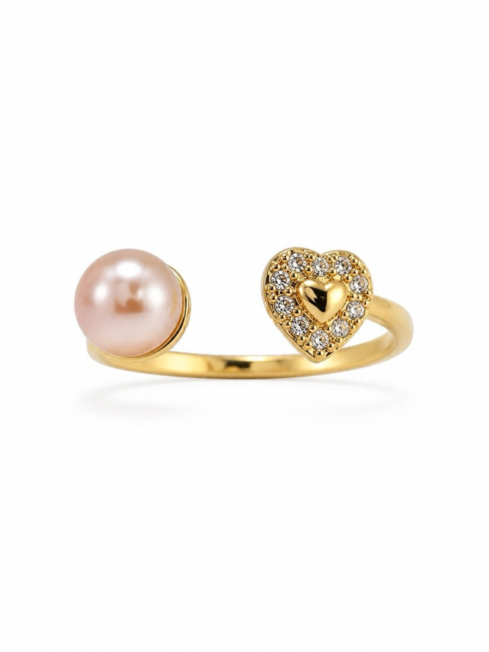 Open Heart Freshwater Pearl Ring