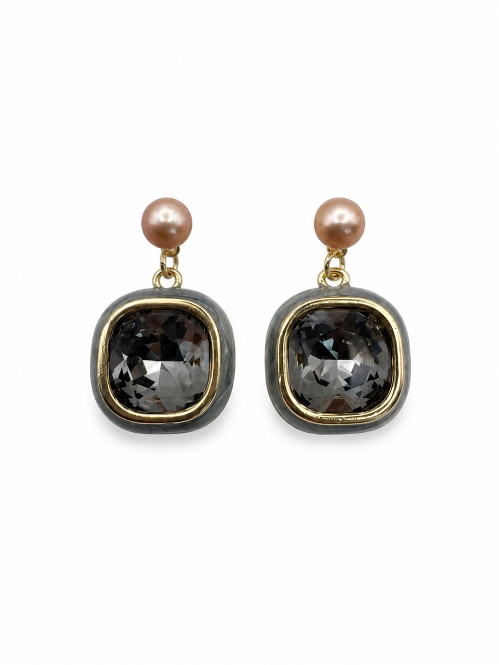 Smoky Champagne Pearl Drop Earrings
