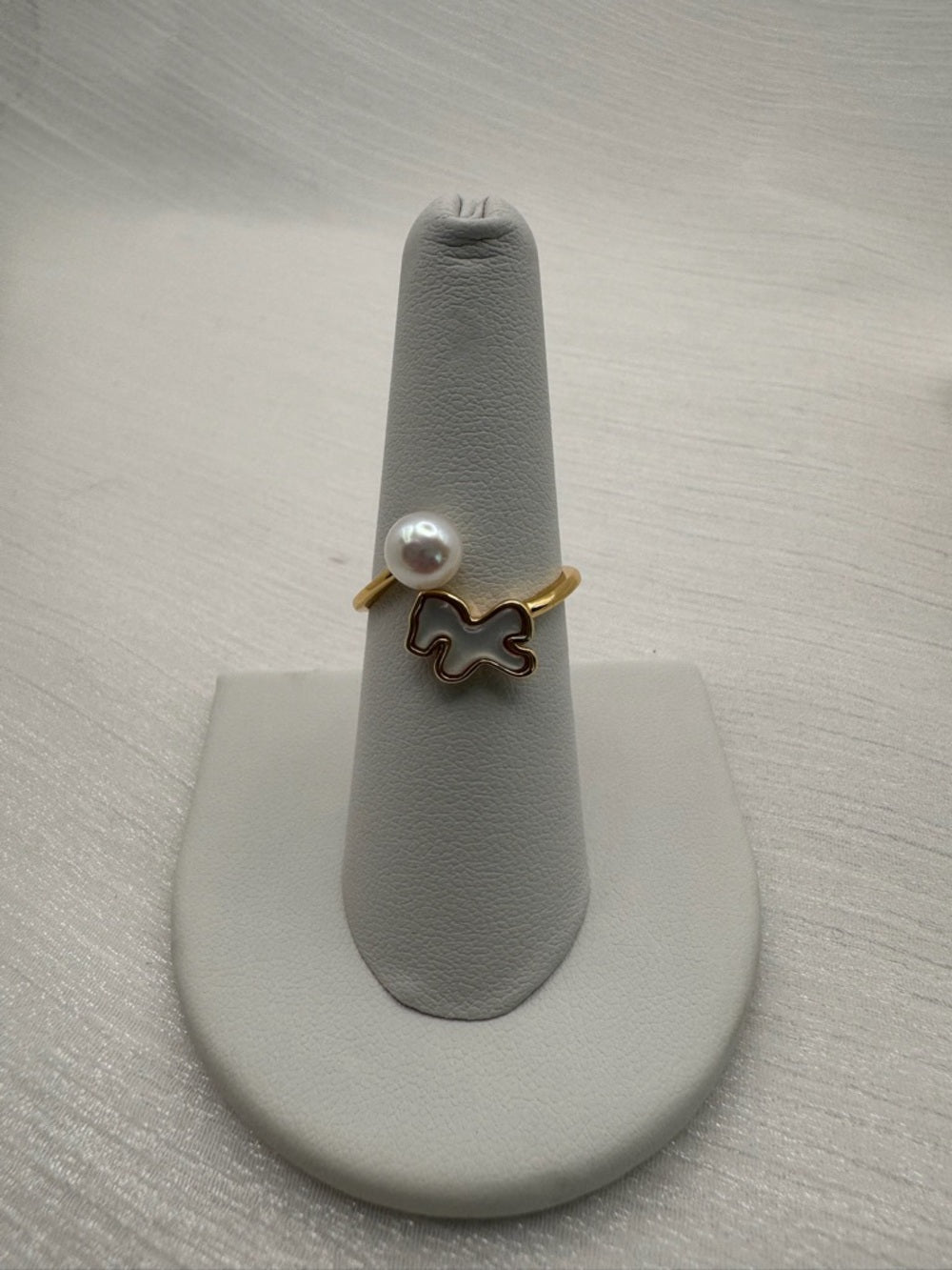 Freshwater Pearl and Mother of Pearl Horse Ring
