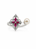 Freshwater Pearl and Pink Filigree Ring