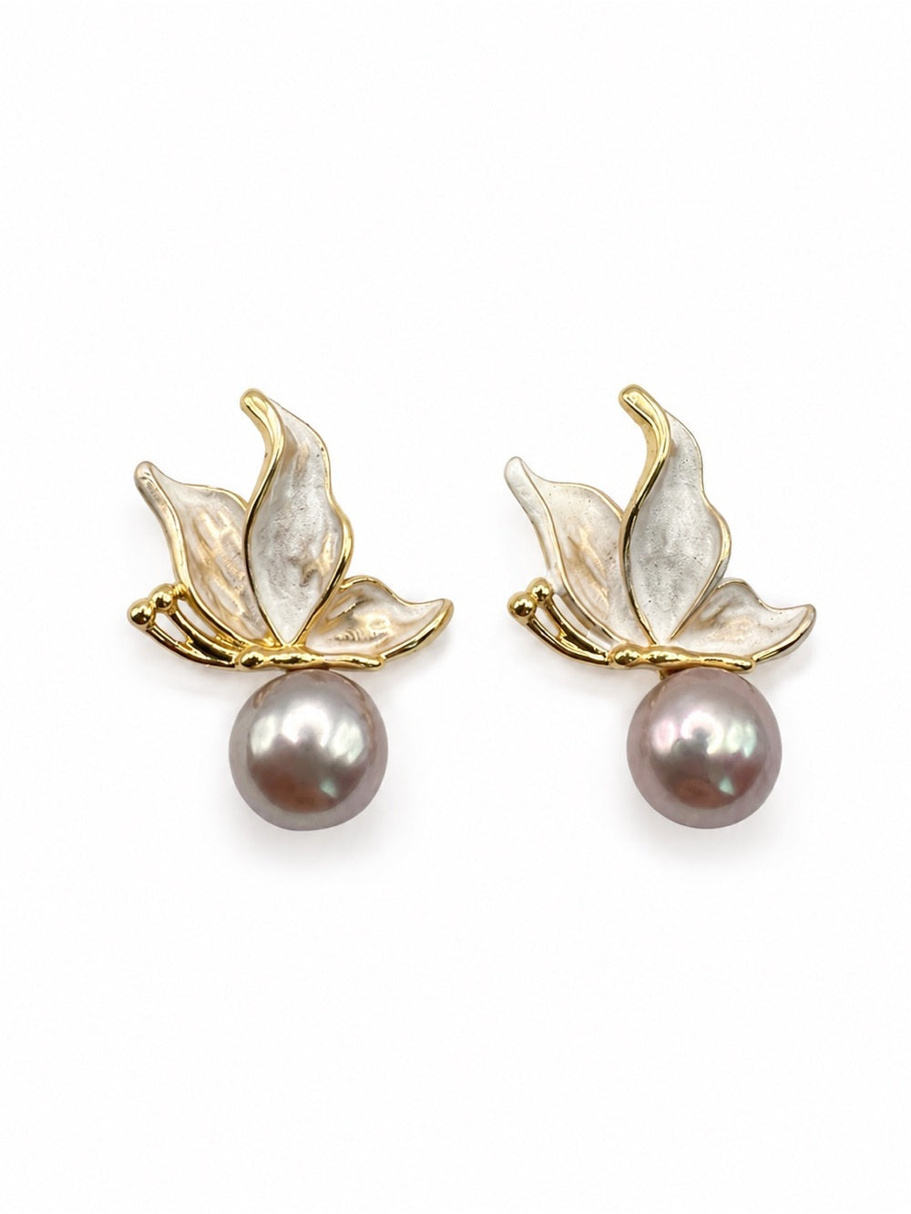 Golden Lotus Pearl Earrings