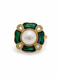 Abalone and Freshwater Pearl Flower Ring