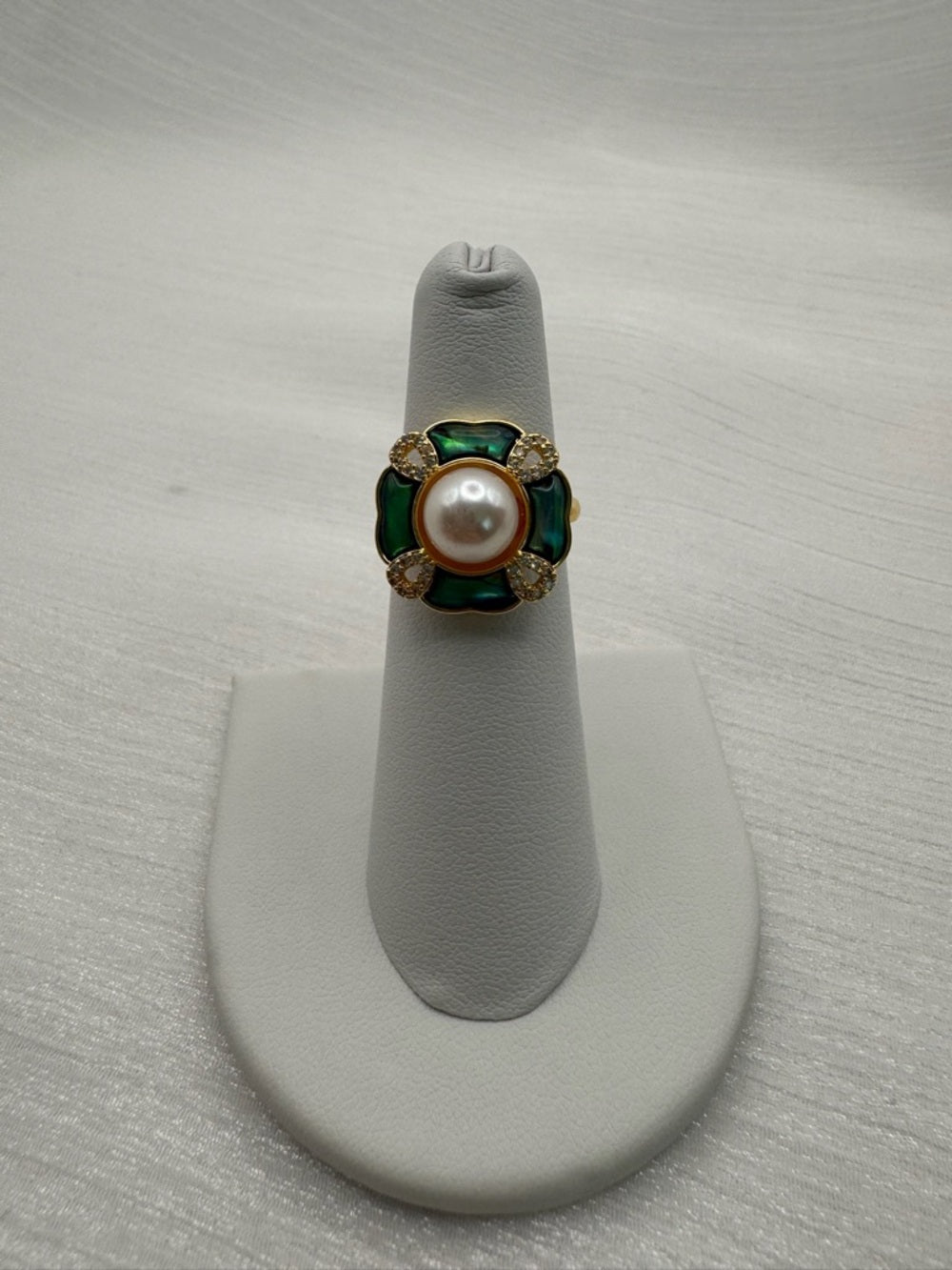 Abalone and Freshwater Pearl Flower Ring