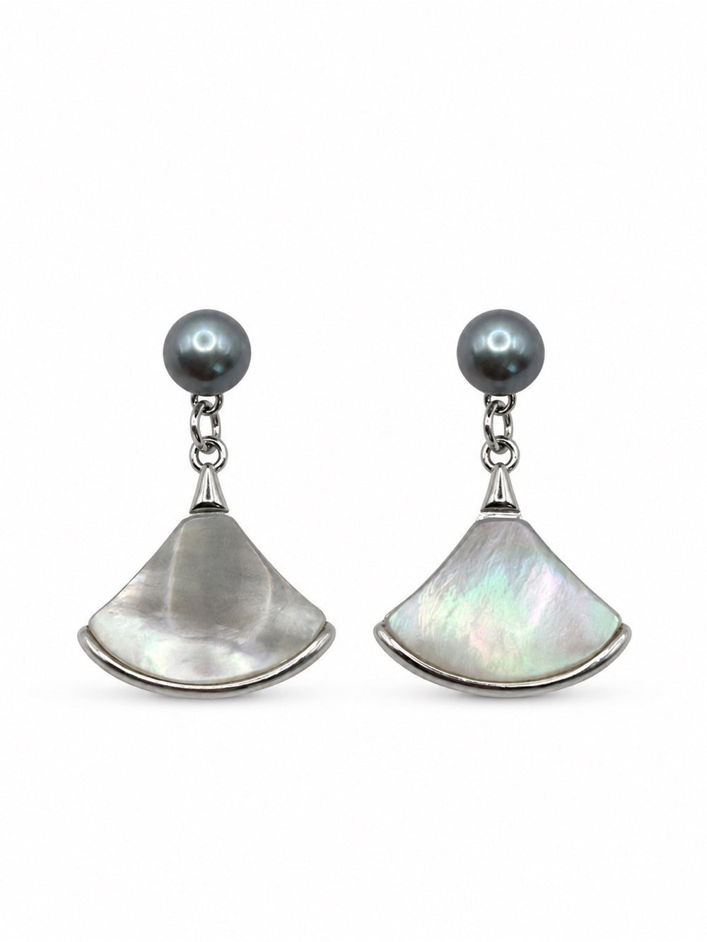 Silver Fan Pearl Drops
