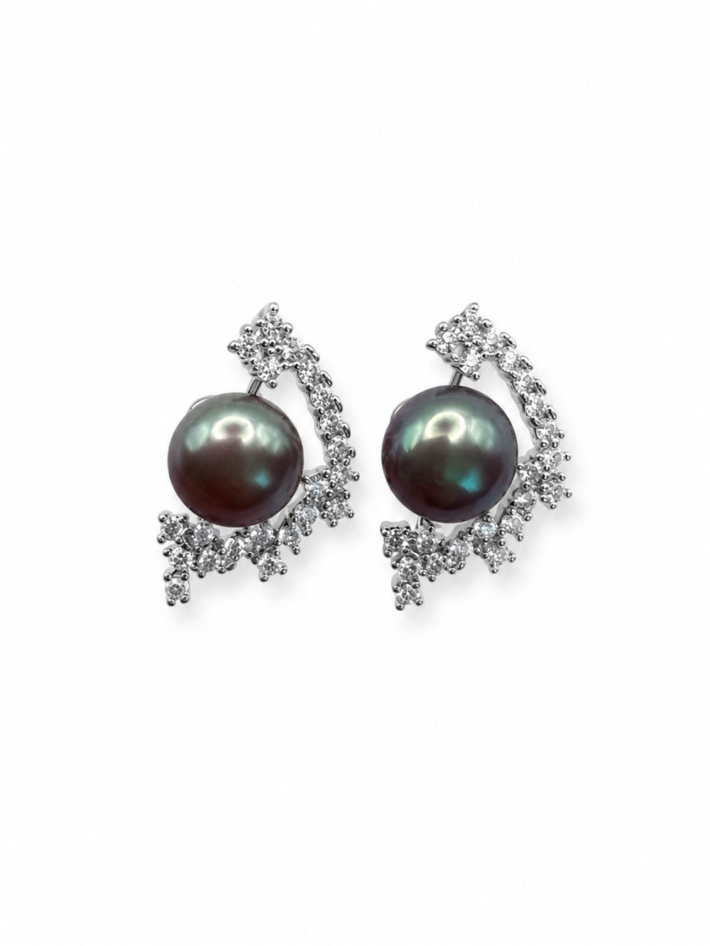Moonlit Pearl Crescent Earrings