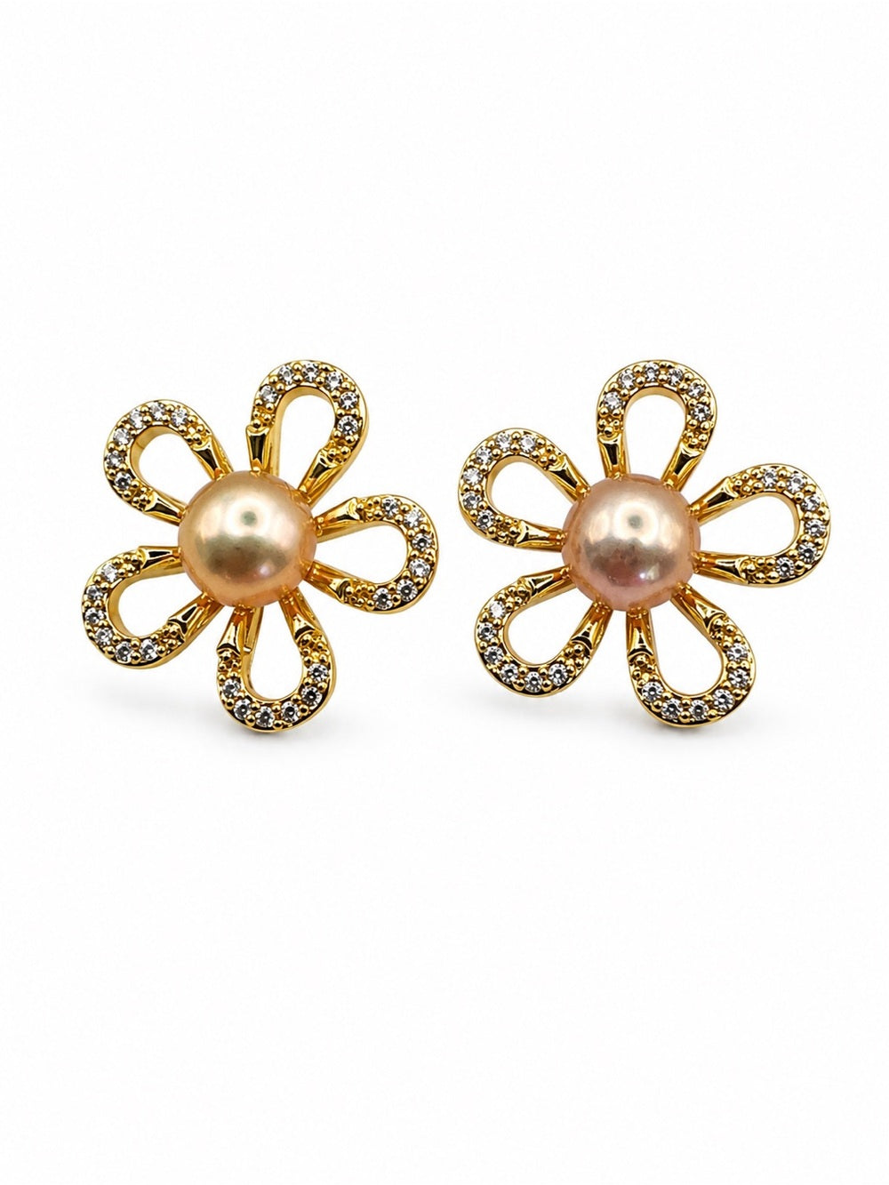Champagne Bloom Pearl Studs