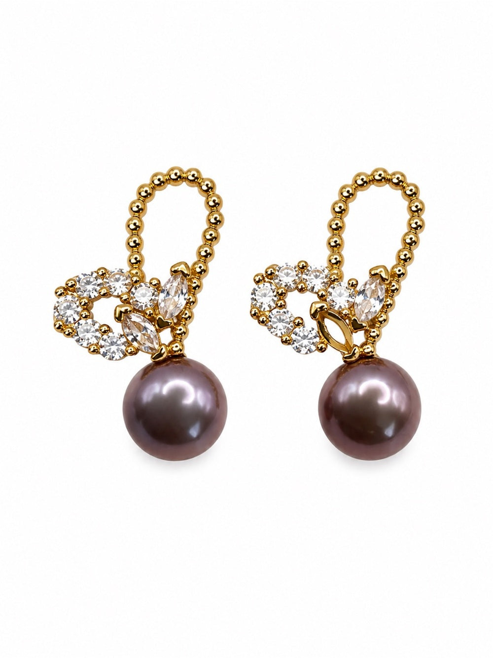 Pearl Ribbon Stud Earrings