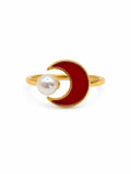 Freshwater Pearl Red Moon Ring