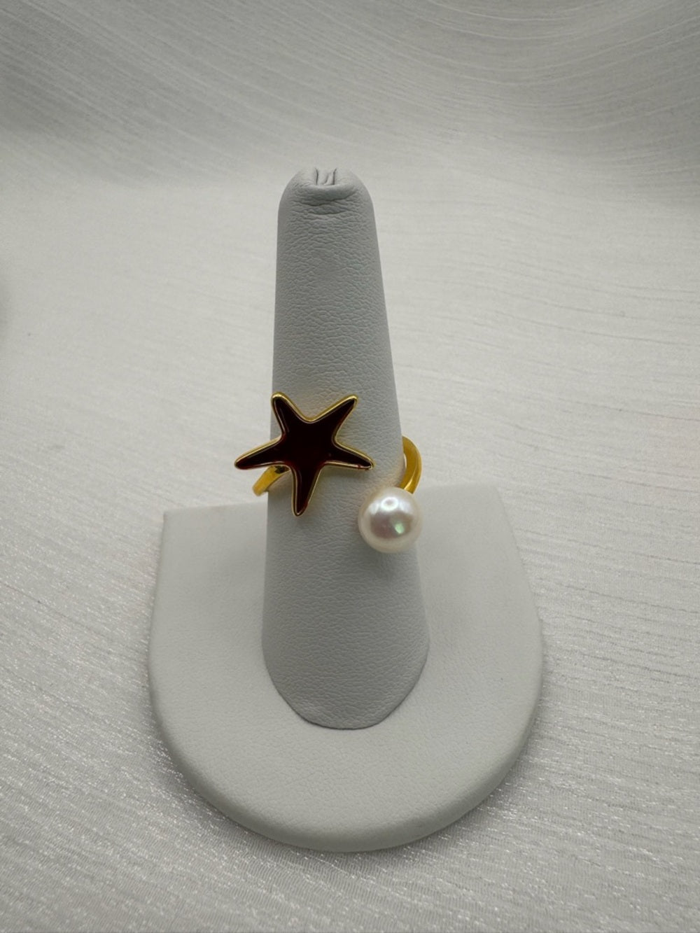 Freshwater Pearl Red Star Ring