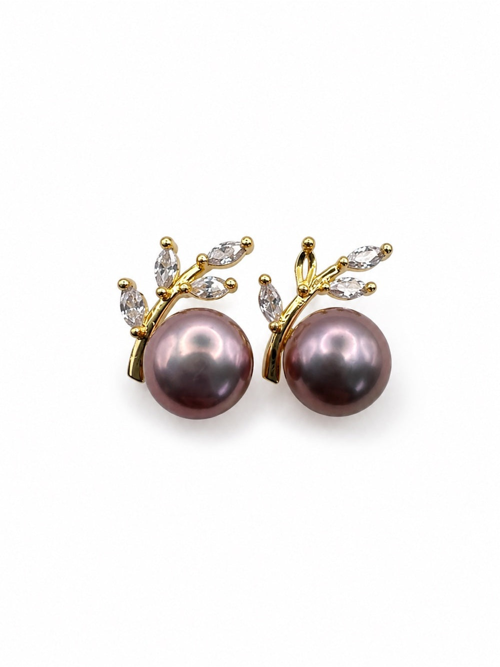 Crystal Branch Pearl Studs
